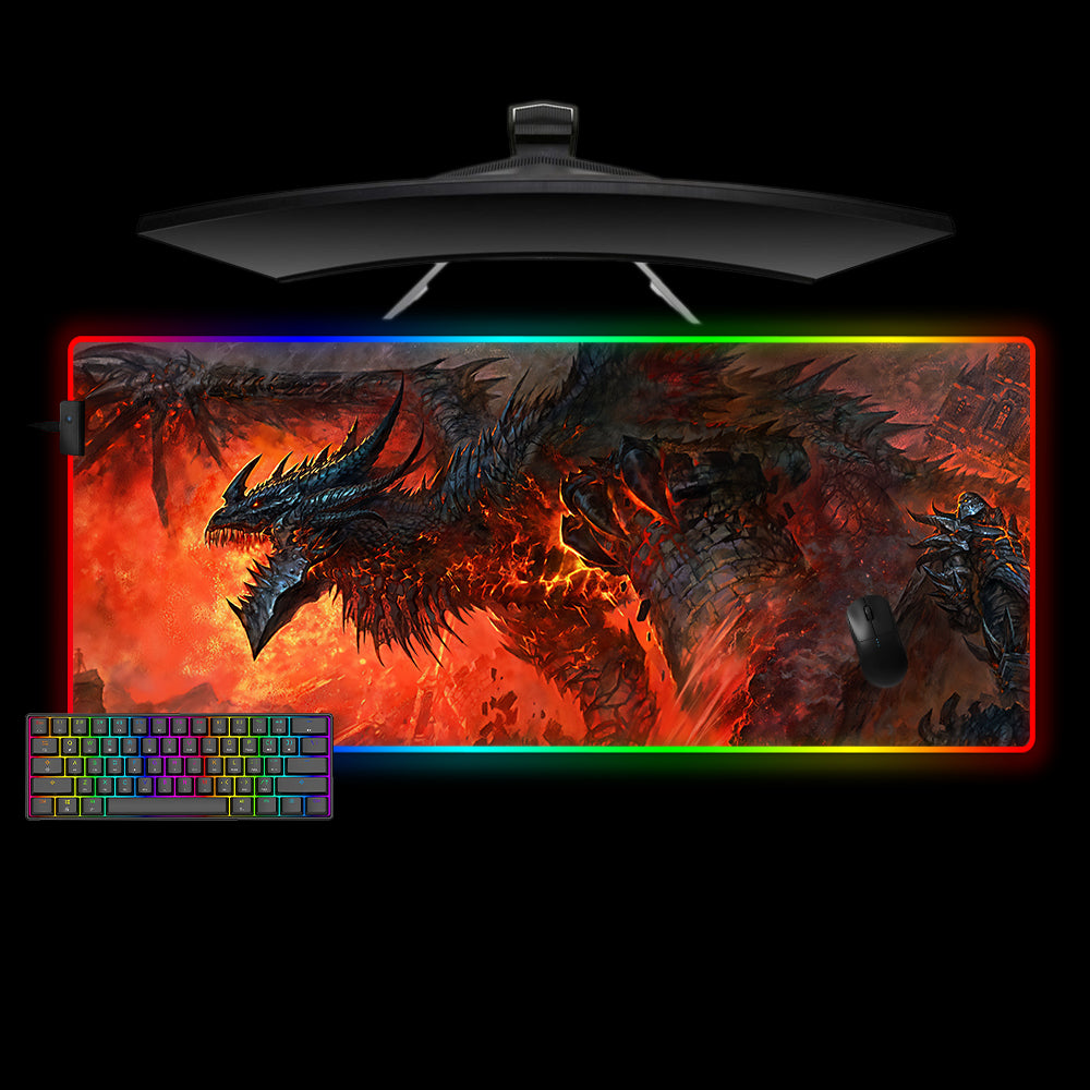 Allleftout Deathwing Flames Design M-Xxl Size Rgb Gaming Mouse Pad, Computer Desk Mat