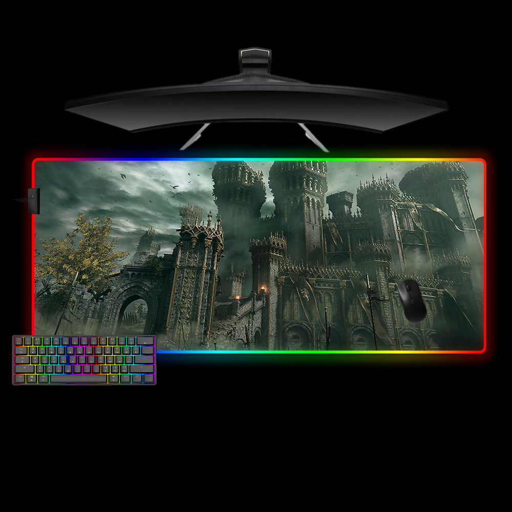 Allleftout Elden Ring Stormveil Castle Design M-Xxl Size Rgb Gaming Mouse Pad, Computer Desk Mat