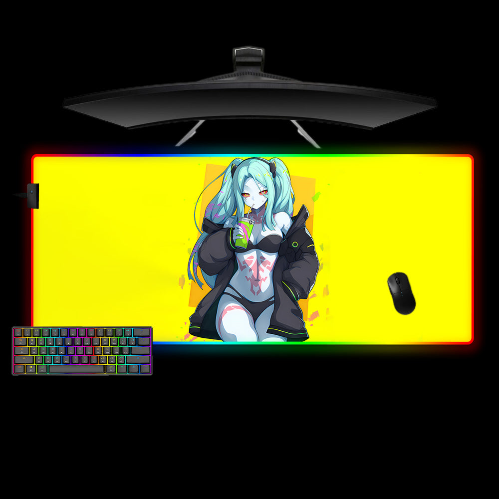 Allleftout Cyberpunk Rebecca Design M-Xxl Size Rgb Gaming Mouse Pad, Computer Desk Mat