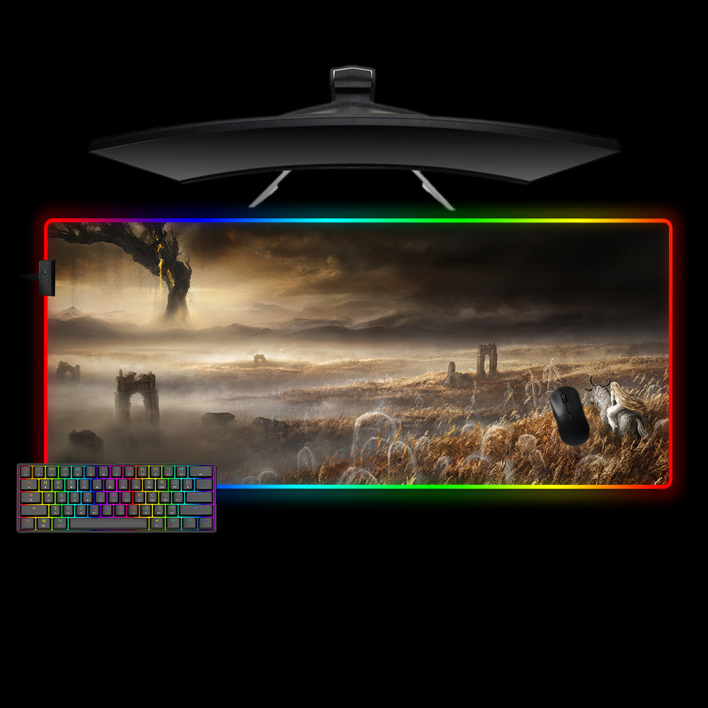 Allleftout Elden Ring Gravesite Plain Design M-Xxl Size Rgb Gaming Mouse Pad, Computer Desk Mat