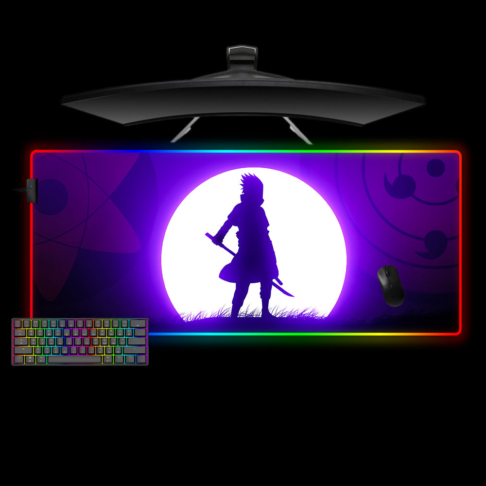 Allleftout Sasuke Purple Design M-Xxl Size Rgb Gaming Mouse Pad, Computer Desk Mat