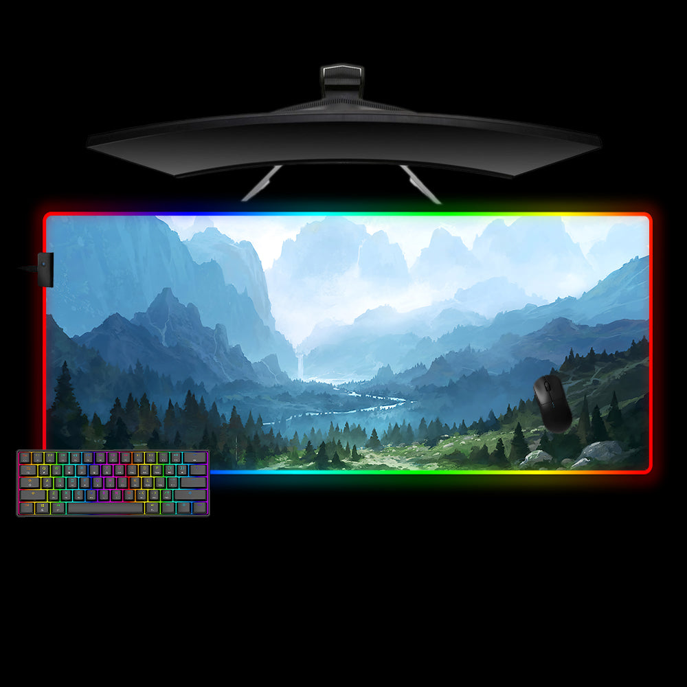 Allleftout Mountain Valley Painting Design M-Xxl Size Rgb Gaming Mouse Pad, Computer Desk Mat