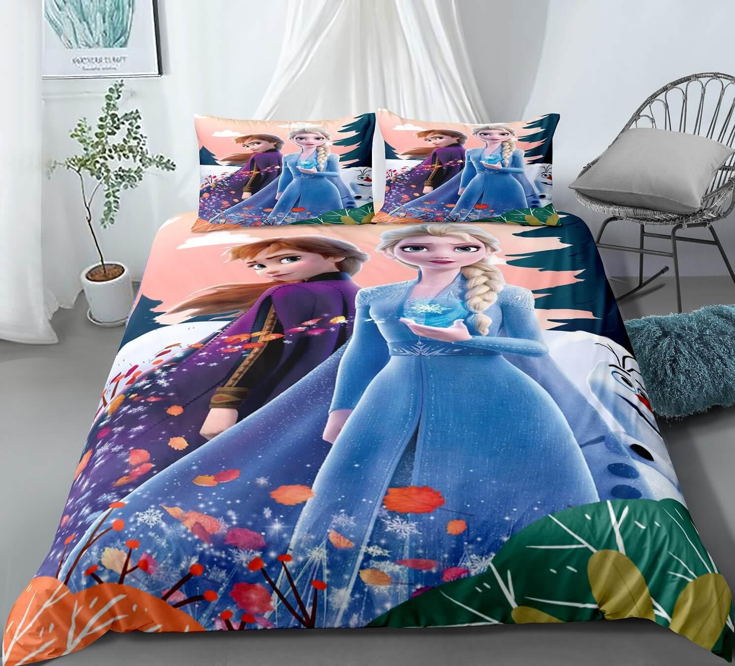 Frozen Anna Elsa Princess #16 Duvet Cover Quilt Cover Pillowcase Bedding Set Home Bedroom Decor
