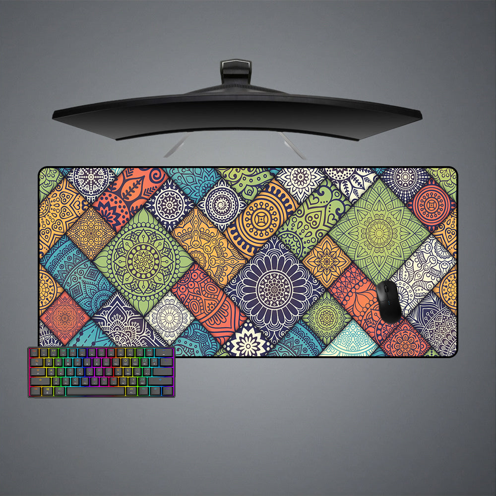 Allleftout Floral Blocks Art Design M-Xxl Size Gaming Mouse Pad, Computer Desk Mat