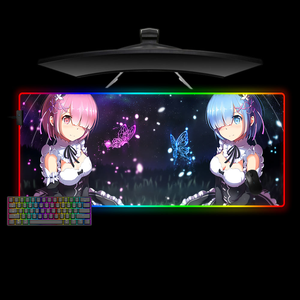 Allleftout Re:Zero Butterfly Design M-Xxl Size Rgb Gaming Mouse Pad, Computer Desk Mat
