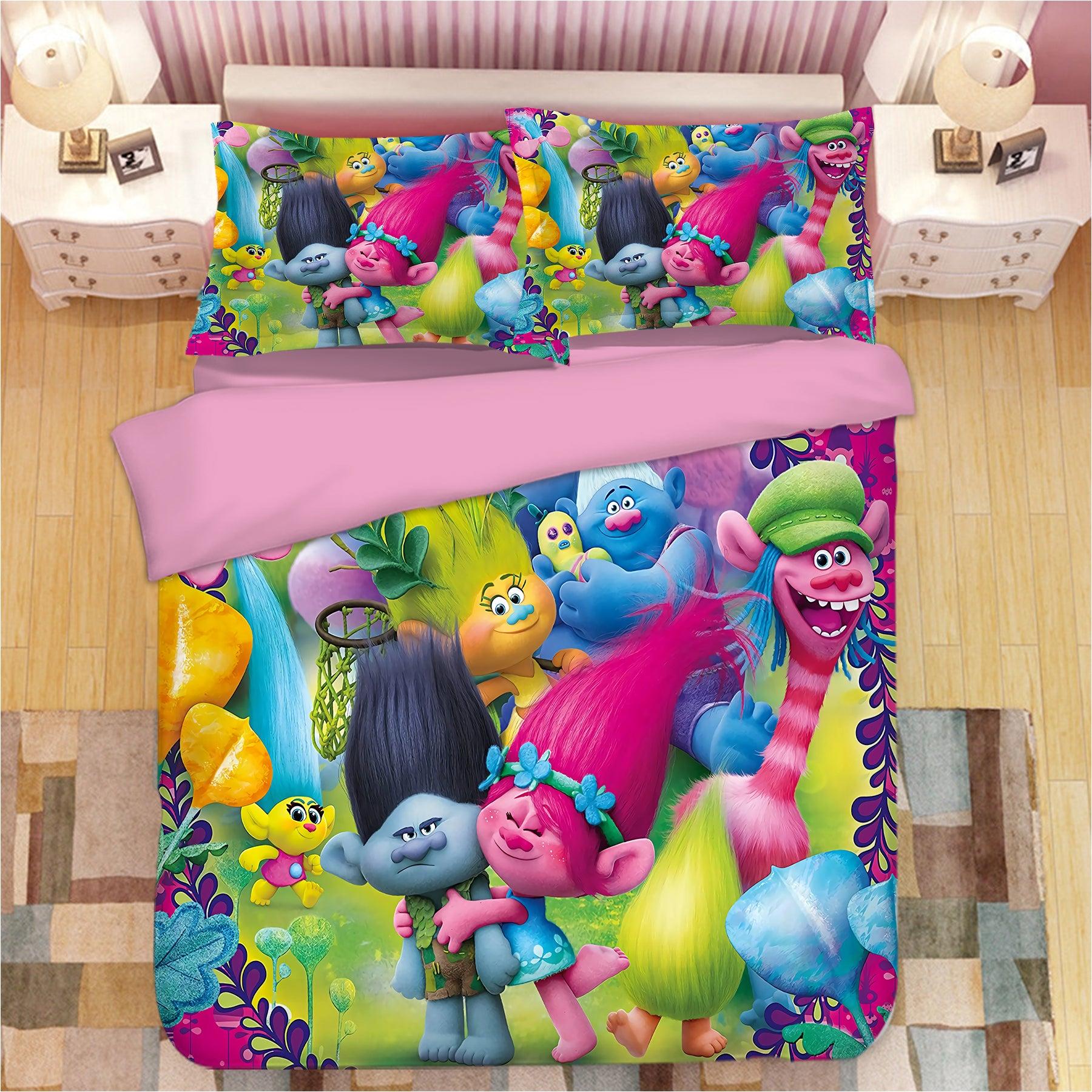 Trolls Poppy #8 Duvet Cover Quilt Cover Pillowcase Bedding Set Home Bedroom Decor