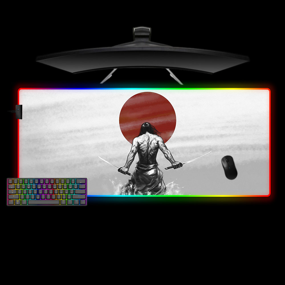 Allleftout Samurai Warrior Design M-Xxl Size Rgb Gaming Mouse Pad, Computer Desk Mat