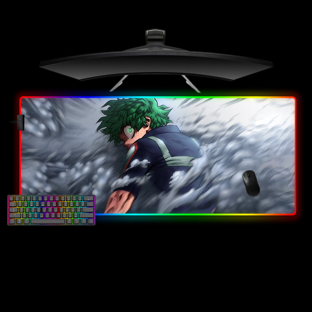 Allleftout Deku Smoke Design M-Xxl Size Rgb Gaming Mouse Pad, Computer Desk Mat