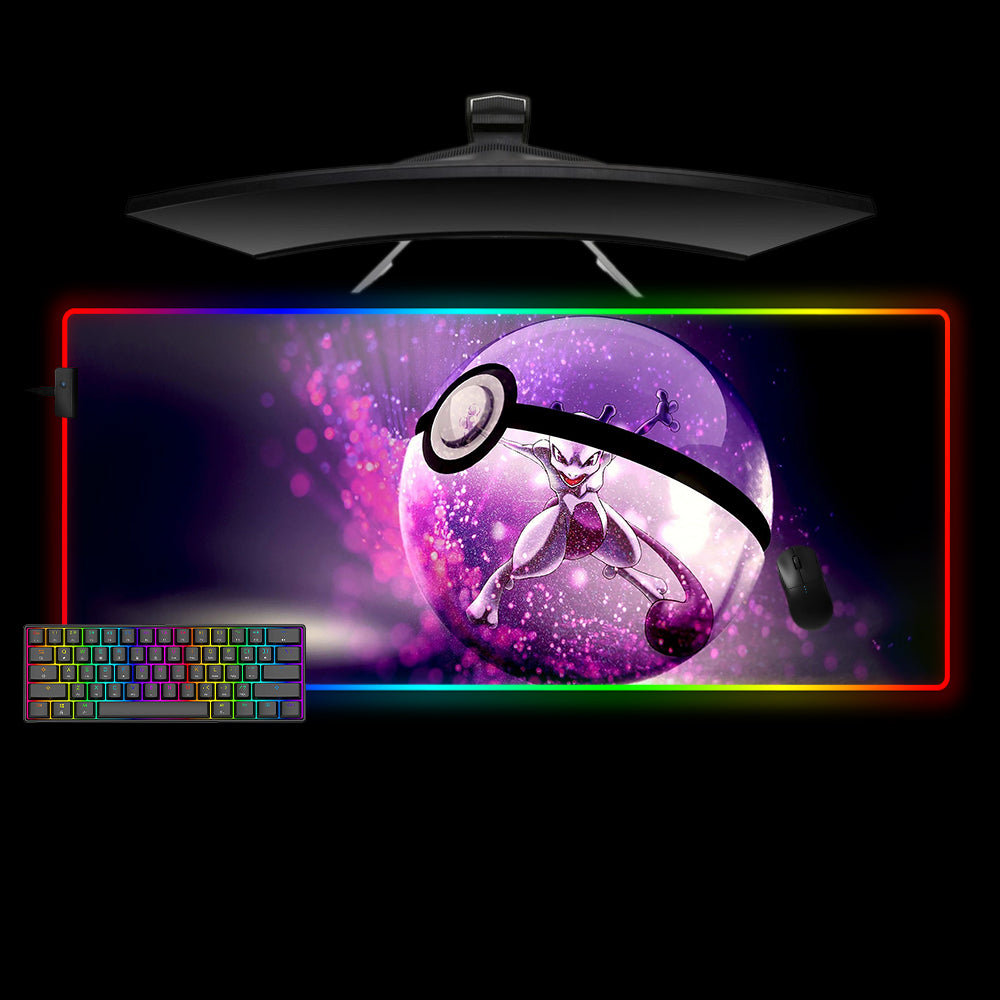 Allleftout Mewtwo Poke Ball Design M-Xxl Size Rgb Gaming Mouse Pad, Computer Desk Mat