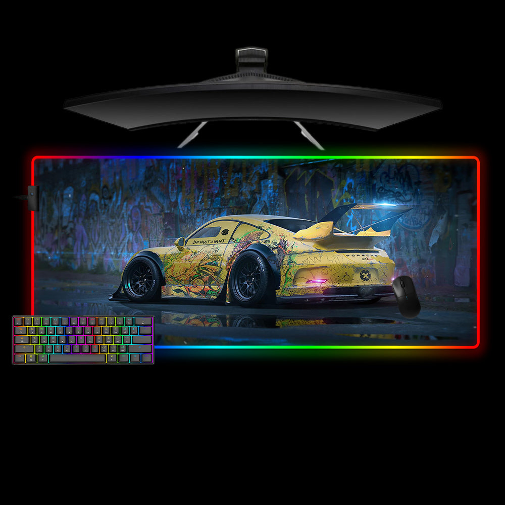 Allleftout Graffiti 911 Design M-Xxl Size Rgb Gaming Mouse Pad, Computer Desk Mat