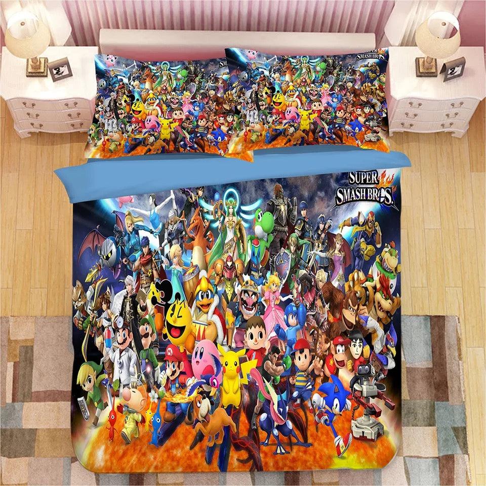 Super Smash Bros Ultimate Mario #8 Duvet Cover Quilt Cover Pillowcase Bedding Set Home Bedroom Decor