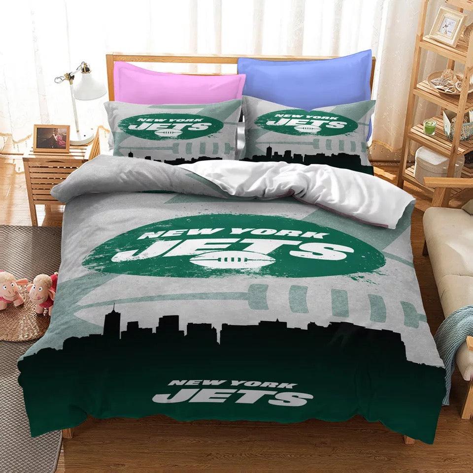 New York Jets Team NFL Duvet Cover Quilt Cover Pillowcase Bedding Set Home Bedroom Decor