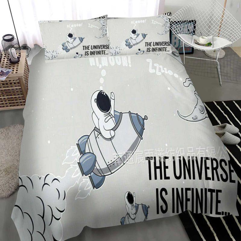 Cartoon Astronaut Bedding Set The Universe Is Infinite Adventure