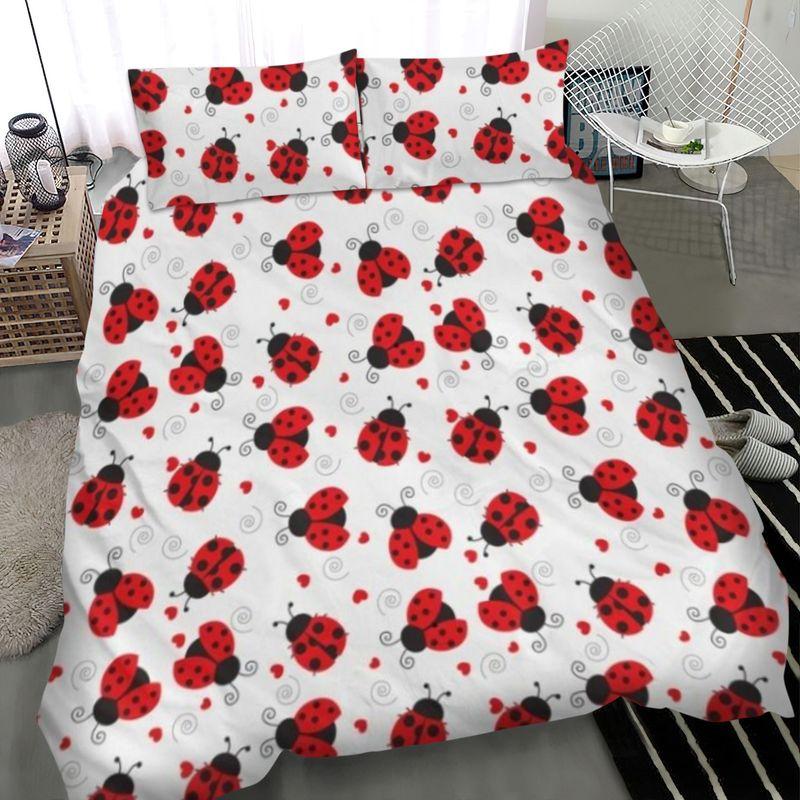 Ladybug Love Bedding Duvet Cover Red Ladybug Pattern Animal Lovers Decor