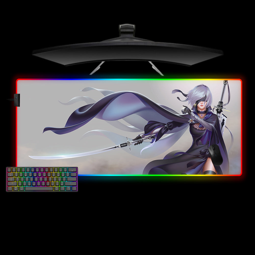 Allleftout Nier 2B Sword Design M-Xxl Size Rgb Gaming Mouse Pad, Computer Desk Mat