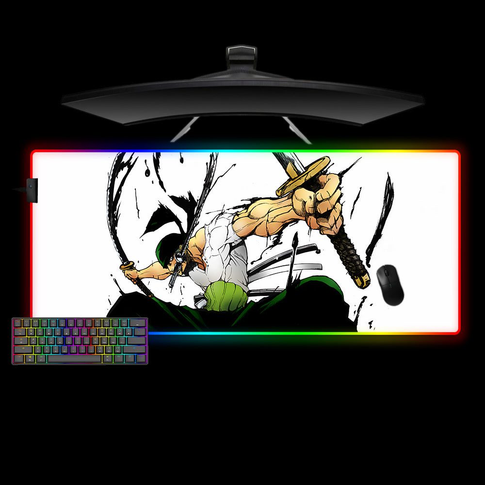 Allleftout Roronoa Zoro Swords Design M-Xxl Size Rgb Gaming Mouse Pad, Computer Desk Mat
