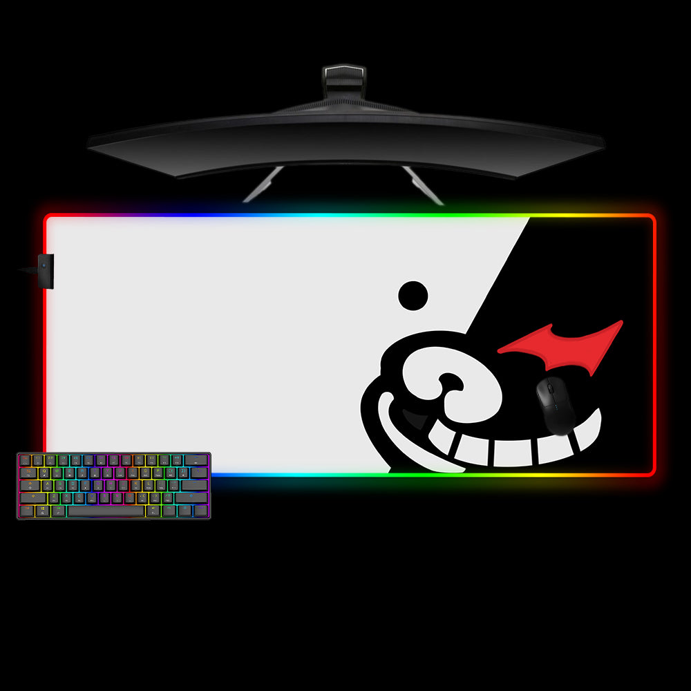 Allleftout Monokuma Face Design M-Xxl Size Rgb Gaming Mouse Pad, Computer Desk Mat
