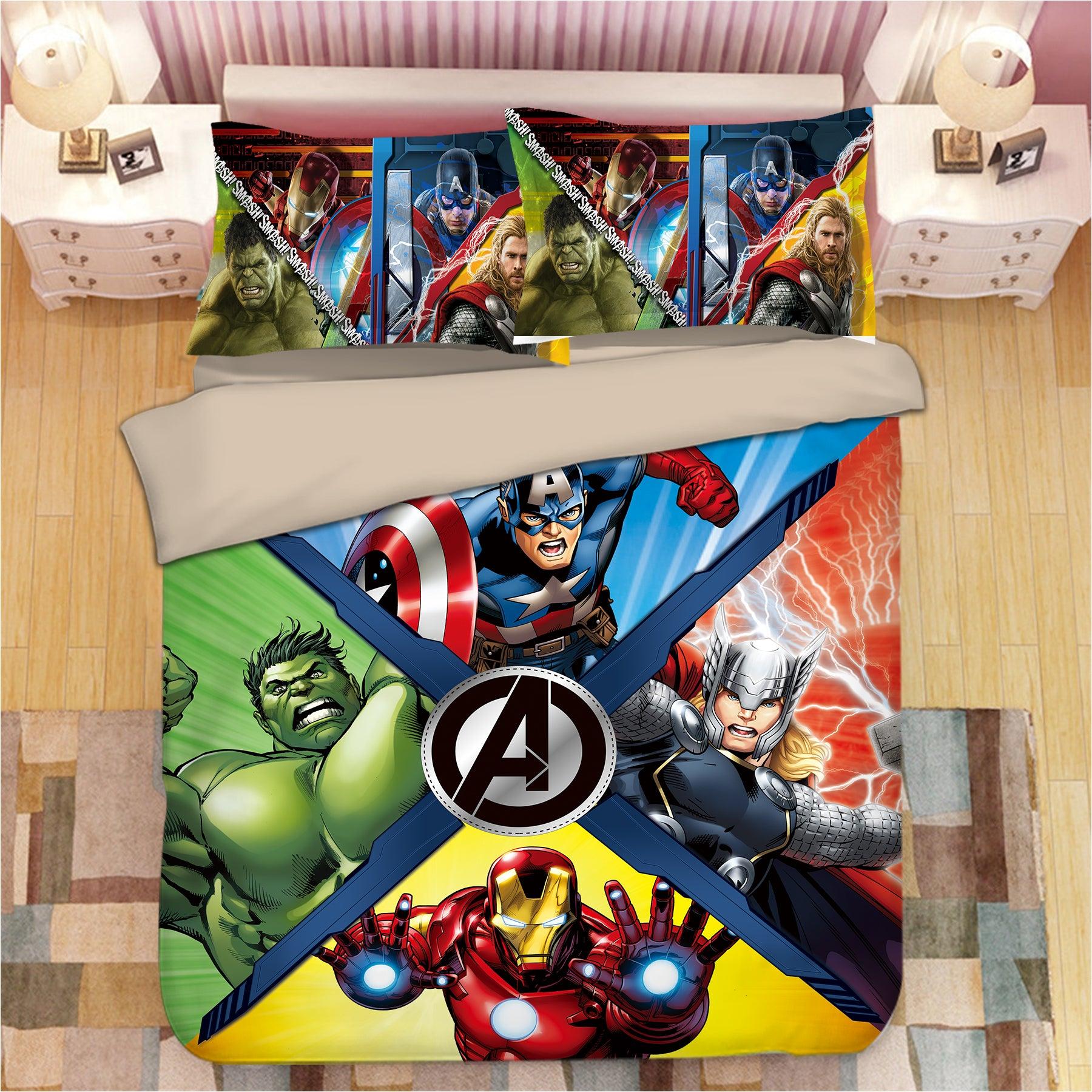 Avengers Captain America Hulk Iron Man Thor #1 Duvet Cover Quilt Cover Pillowcase Bedding Set Home Decor