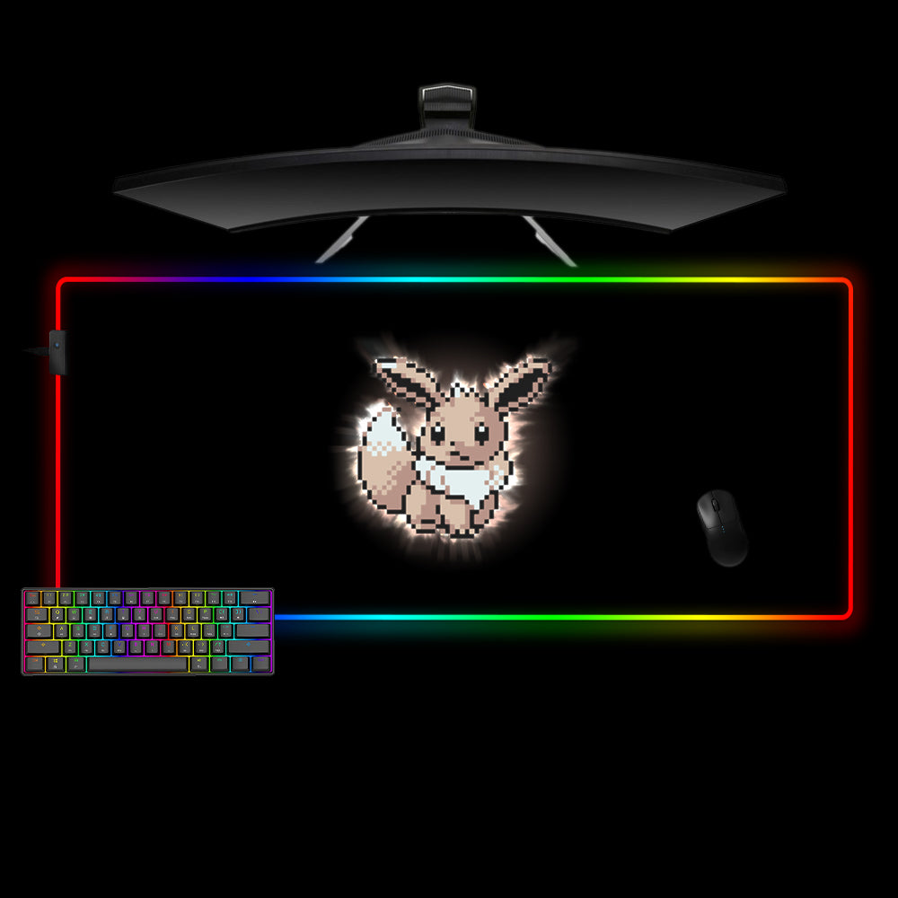 Allleftout Pixel Eevee Design M-Xxl Size Rgb Gaming Mouse Pad, Computer Desk Mat