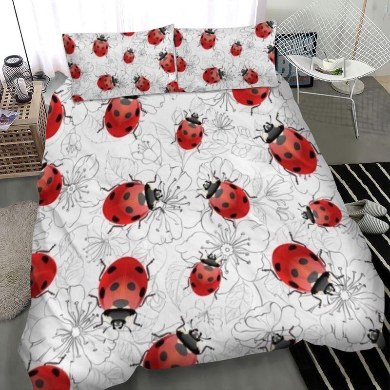 Ladybug Bedding Duvet Cover Red Ladybug Pattern Floral Animal Lovers