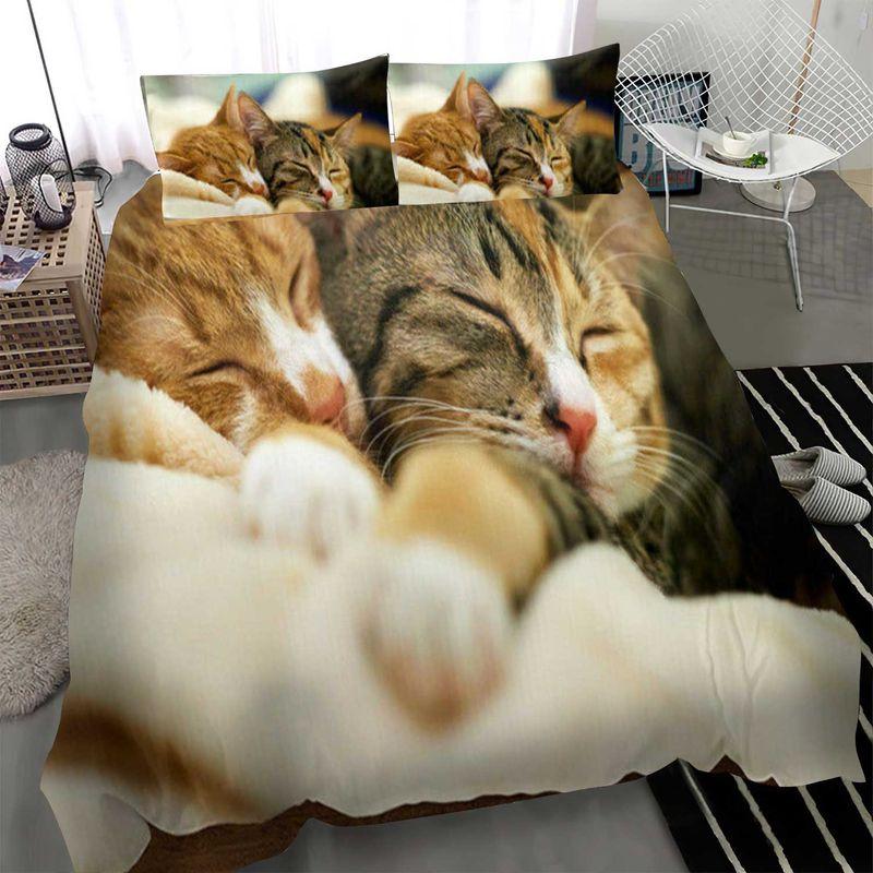 Cute Cats Bedding Set Couple Cat Sleeping Together Cat Lover