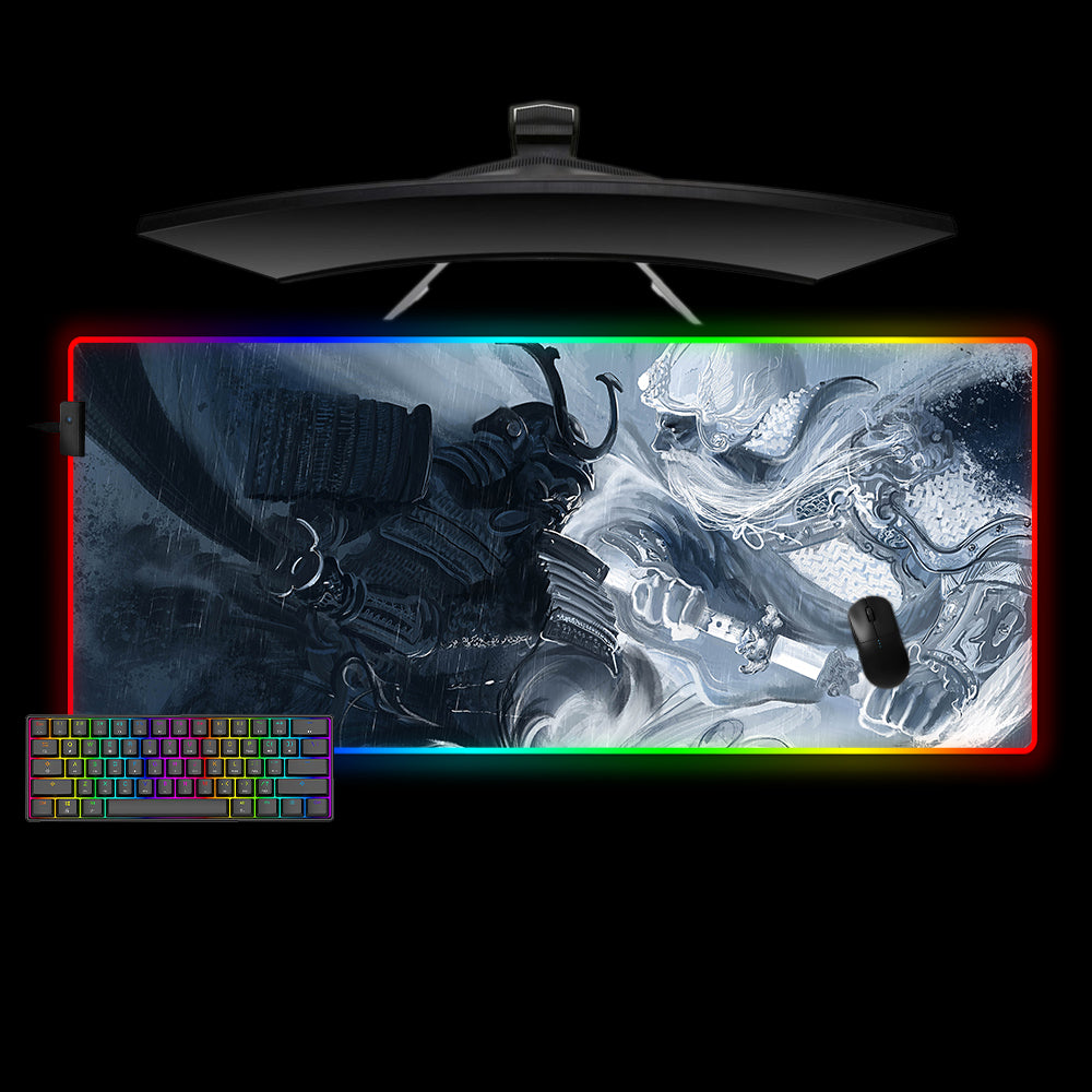 Allleftout Samurai Deities Design M-Xxl Size Rgb Gaming Mouse Pad, Computer Desk Mat