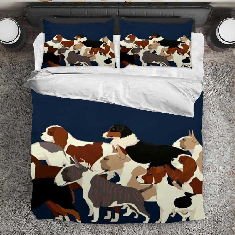 Dogs Bedding Set Duvet Cover Pitbull Beagle Bolder Collie Dog Fans Gift