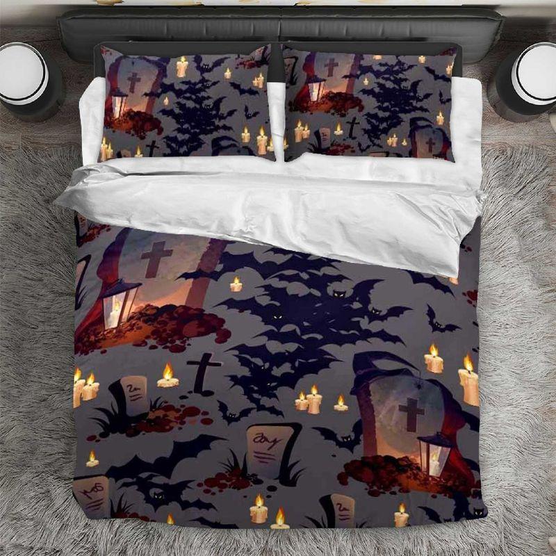 Halloween Grave Quilt Bed Set Halloween Moon Night Halloween Gift