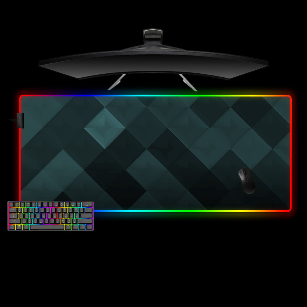 Allleftout Dark Green Diamond Pattern Design M-Xxl Size Rgb Gaming Mouse Pad, Computer Desk Mat