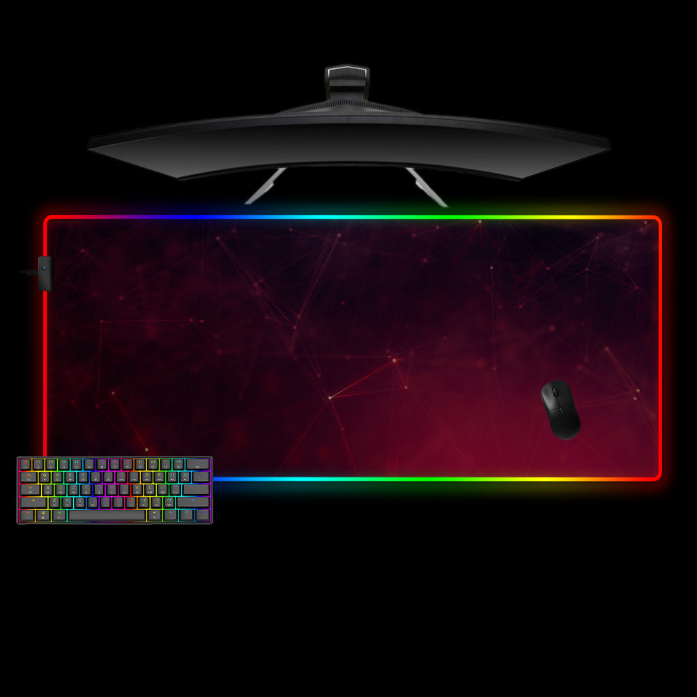 Allleftout Geometry Red Network Design M-Xxl Size Rgb Gaming Mouse Pad, Computer Desk Mat