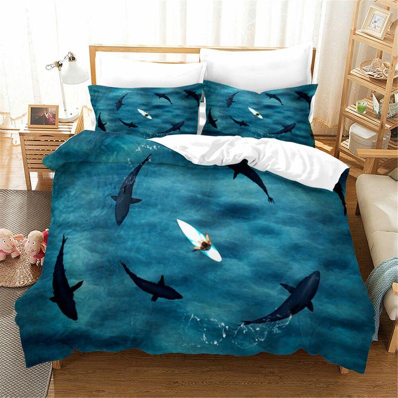 Deep Sea Sharks Animal Bedding Set Ocean Summer Vibes Fans Gift