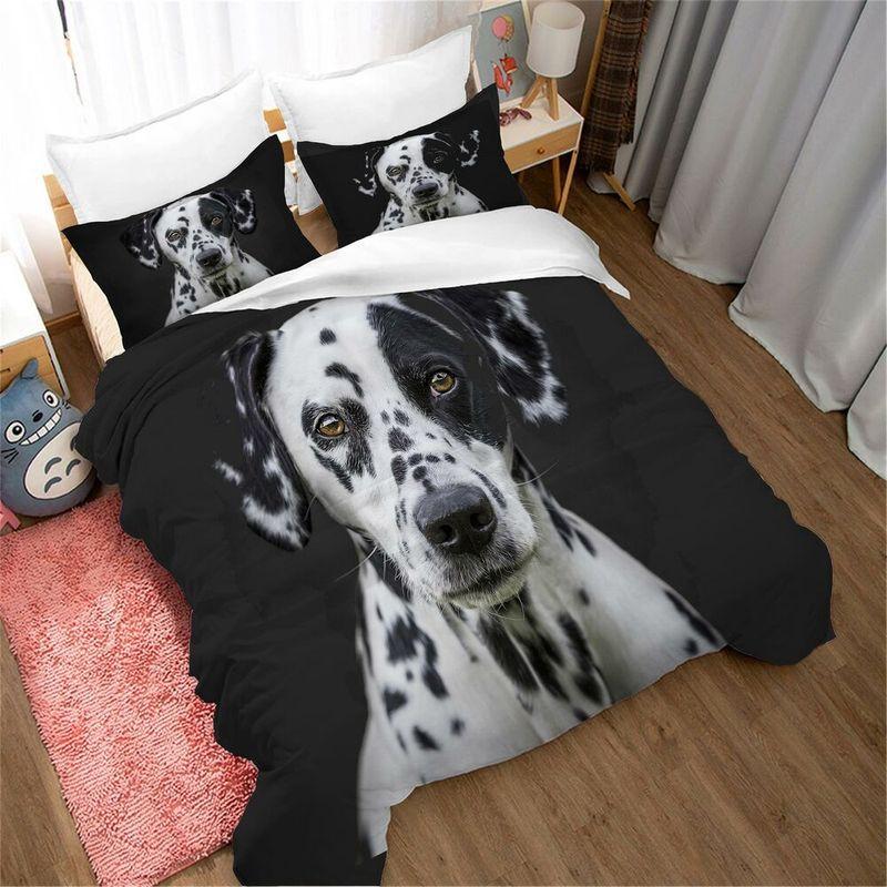 Dalmatian Dog Portrait Photo Print Quilt Bed Set Dalmatian Lovers