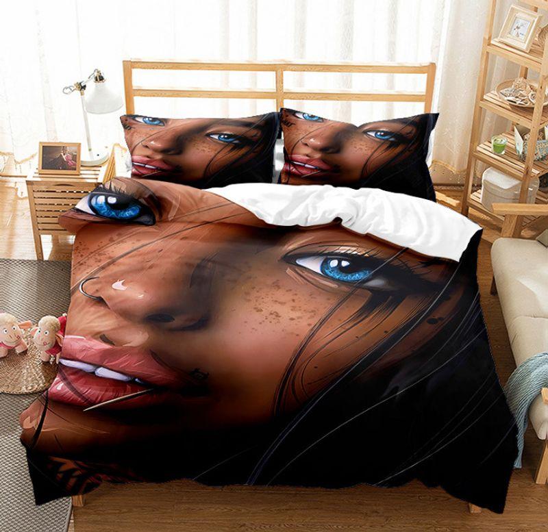 Blue Eyes Beauty Bedding Set Afro African Woman Black Live Matters Gift