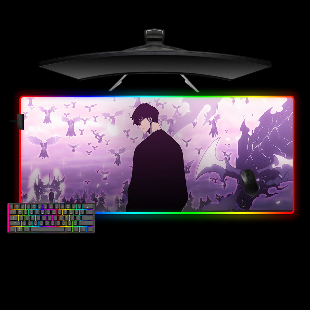 Allleftout Solo Leveling Shadows Design M-Xxl Size Rgb Gaming Mouse Pad, Computer Desk Mat