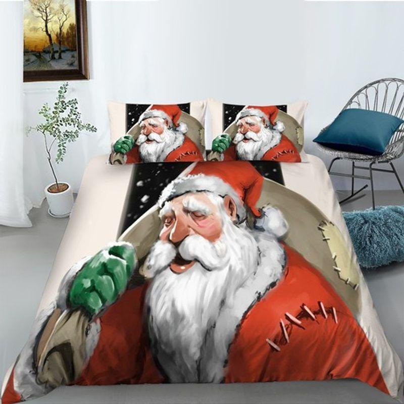Santa Claus Lover Bedding Set Christmas Is Coming Holy Night Snow