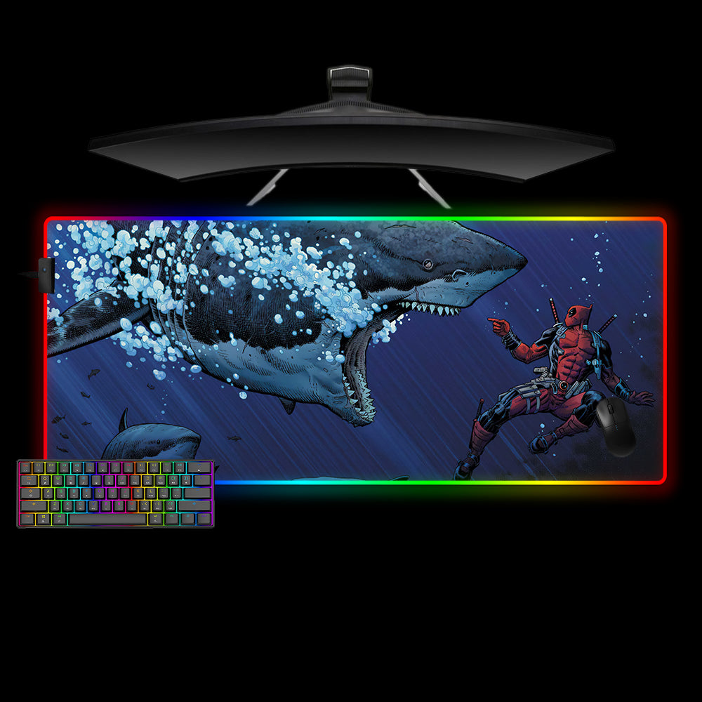 Allleftout Deadpool Sharks Design M-Xxl Size Rgb Gaming Mouse Pad, Computer Desk Mat