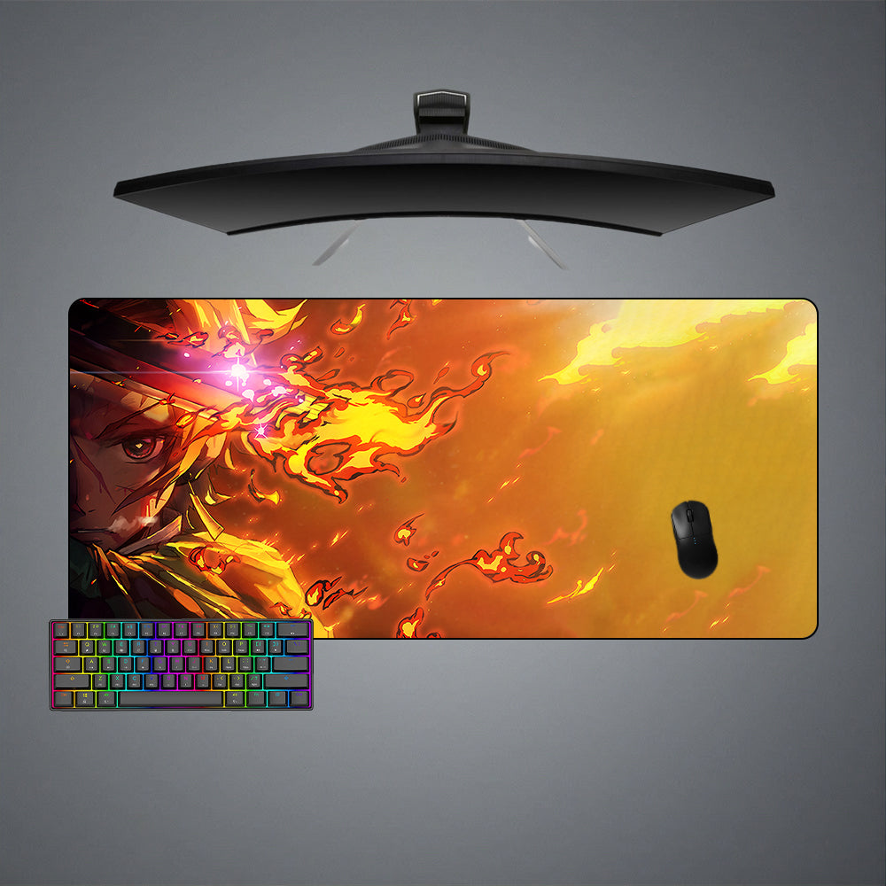 Allleftout Demon Slayer Tanjiro Fire Design M-Xxl Size Gaming Mouse Pad, Computer Desk Mat