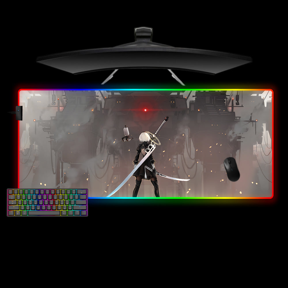 Allleftout Nier Machine Design M-Xxl Size Rgb Gaming Mouse Pad, Computer Desk Mat