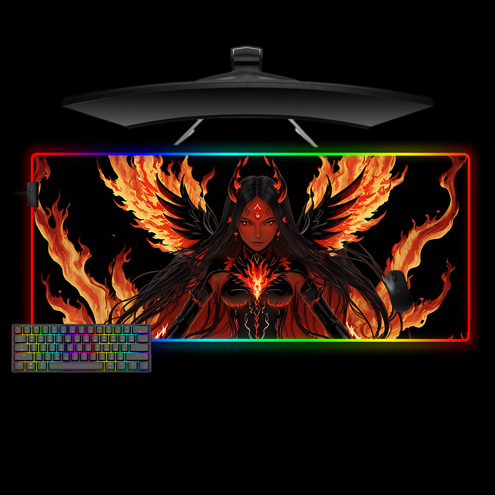 Allleftout Goddess Of Fire Design M-Xxl Size Rgb Gaming Mouse Pad, Computer Desk Mat