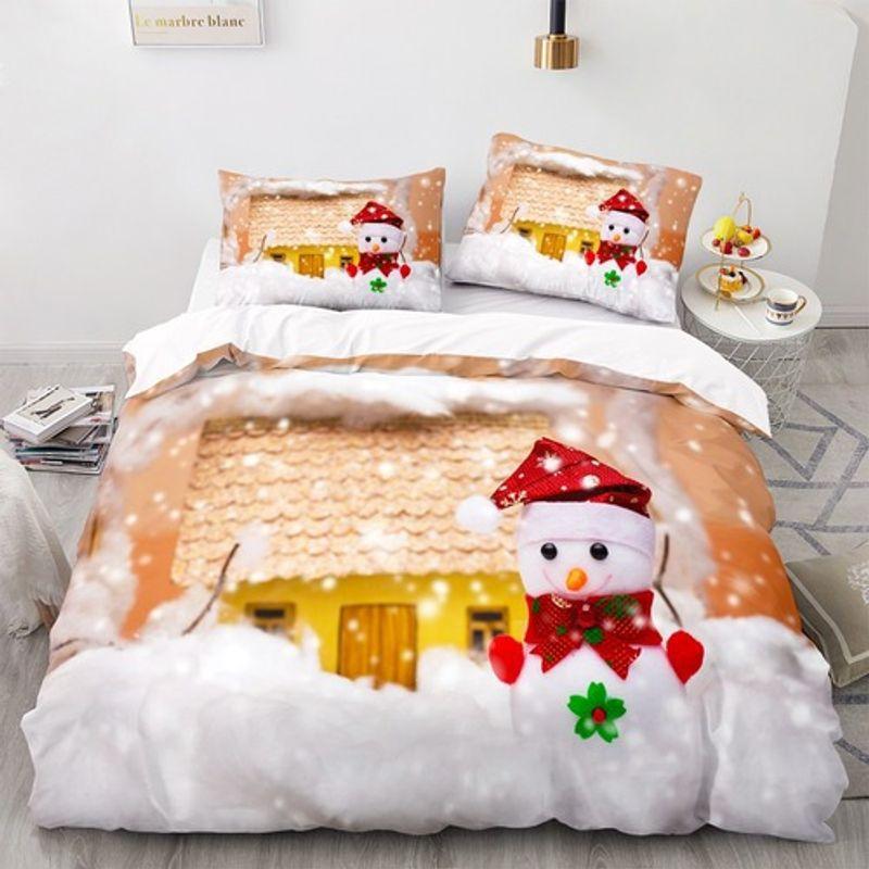 Cute Snowman Comforter Set Merry Christmas Winter Snow Winter Best Gift