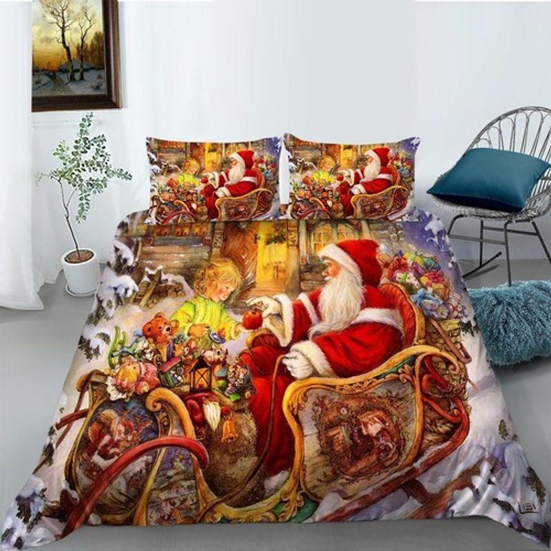 Santa Claus Visits Daughter Bedding Set Merry Christmas Holy Night