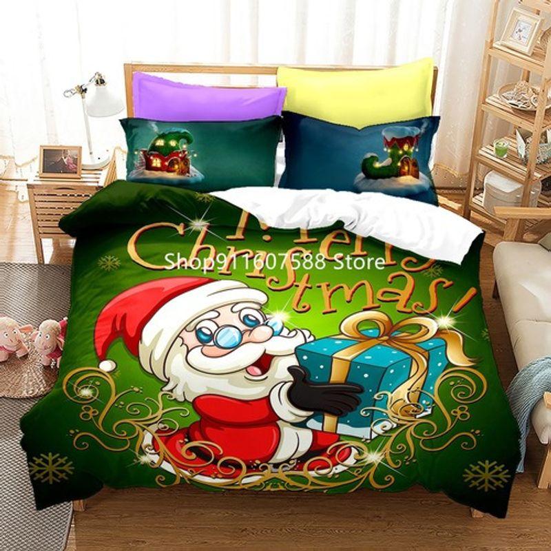 Merry Christmas Santa Claus Give Me Gift Bedding Set Cartoon Santa Magic