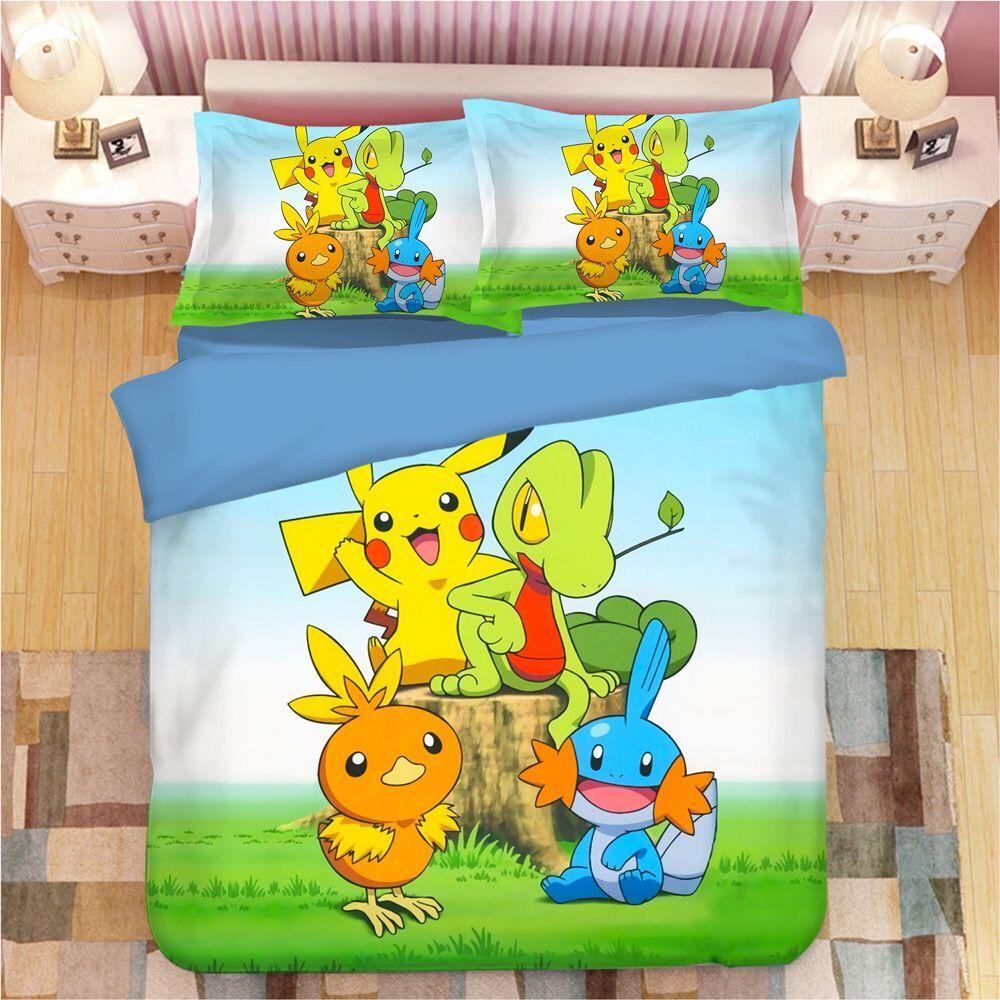 Cartoon Pikachu #1 Duvet Cover Quilt Cover Pillowcase Animation Bedding Set