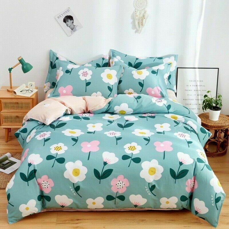 Flowers Bloom Floral Comforter Set Cute Draw Flower Bedroom Decor