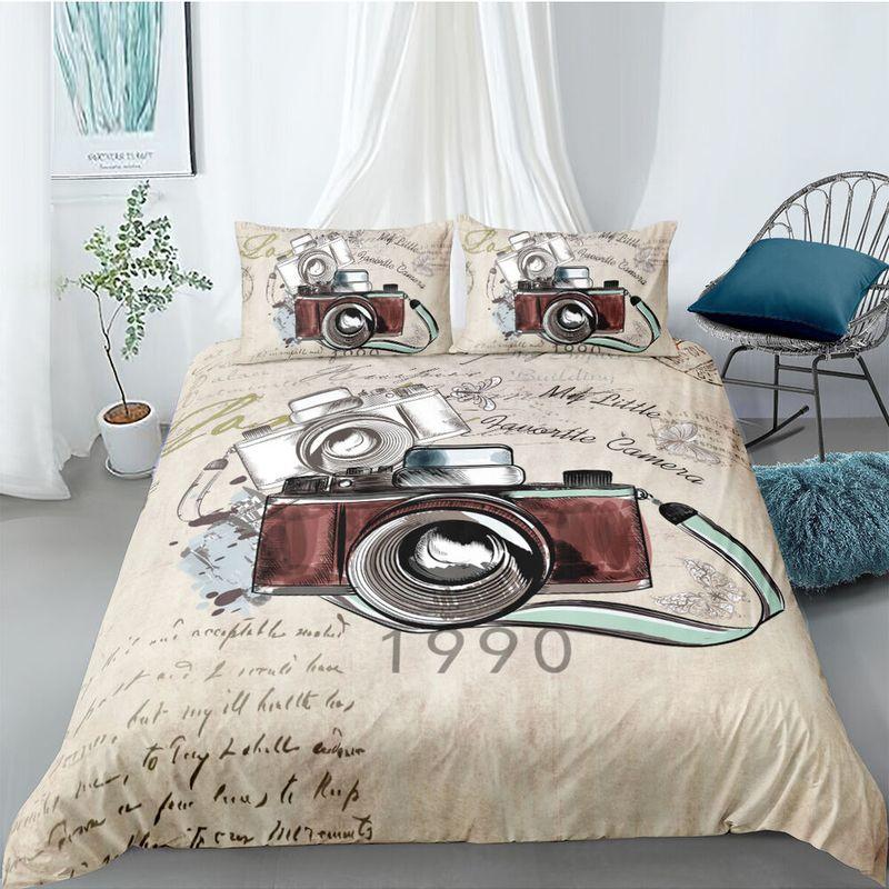 Retro Camera Bedding Set Vintage Style My Little Quartile Camera Photograph