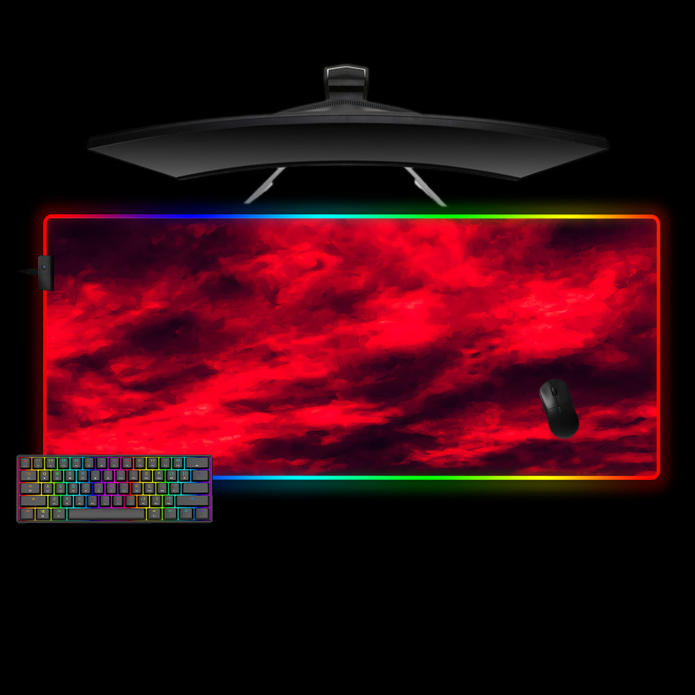 Allleftout Red Cloud Design M-Xxl Size Rgb Gaming Mouse Pad, Computer Desk Mat