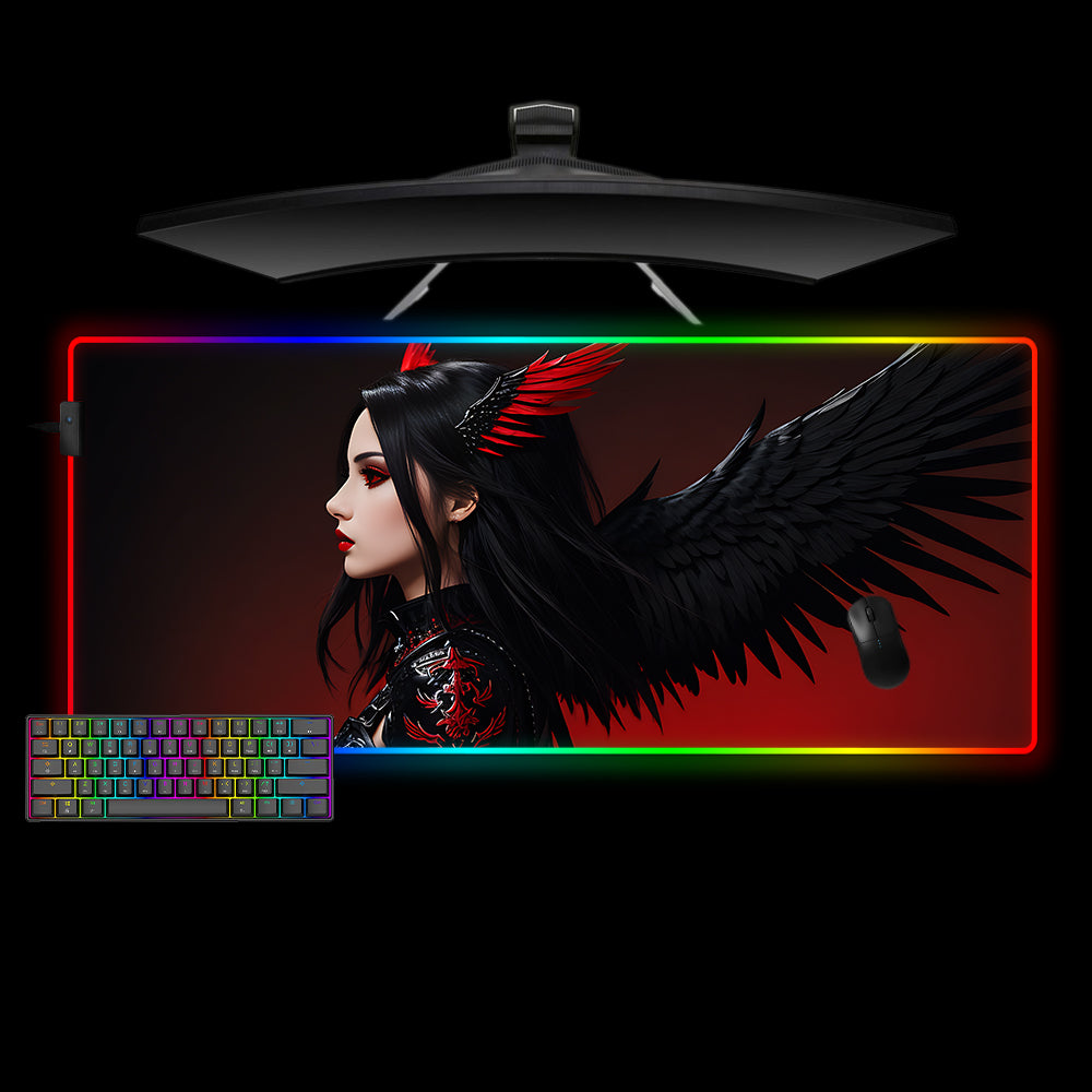 Allleftout Goth Angel Design M-Xxl Size Rgb Gaming Mouse Pad, Computer Desk Mat