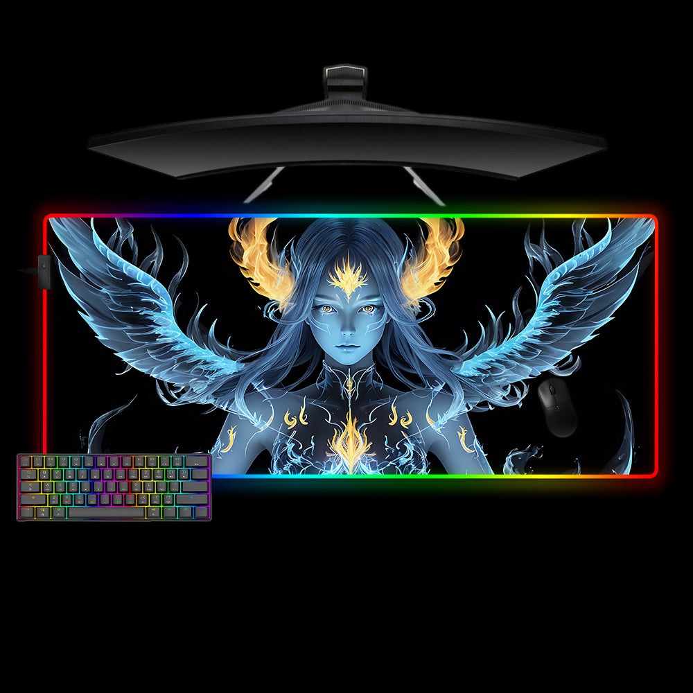 Allleftout Fiery Angel Design M-Xxl Size Rgb Gaming Mouse Pad, Computer Desk Mat