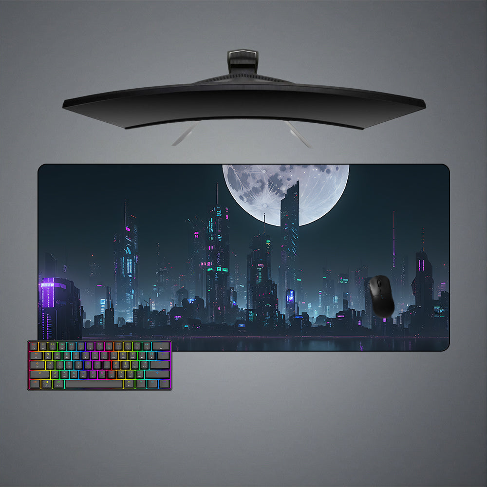 Allleftout Moonlit Cyberpunk City Design M-Xxl Size Gaming Mouse Pad, Computer Desk Mat