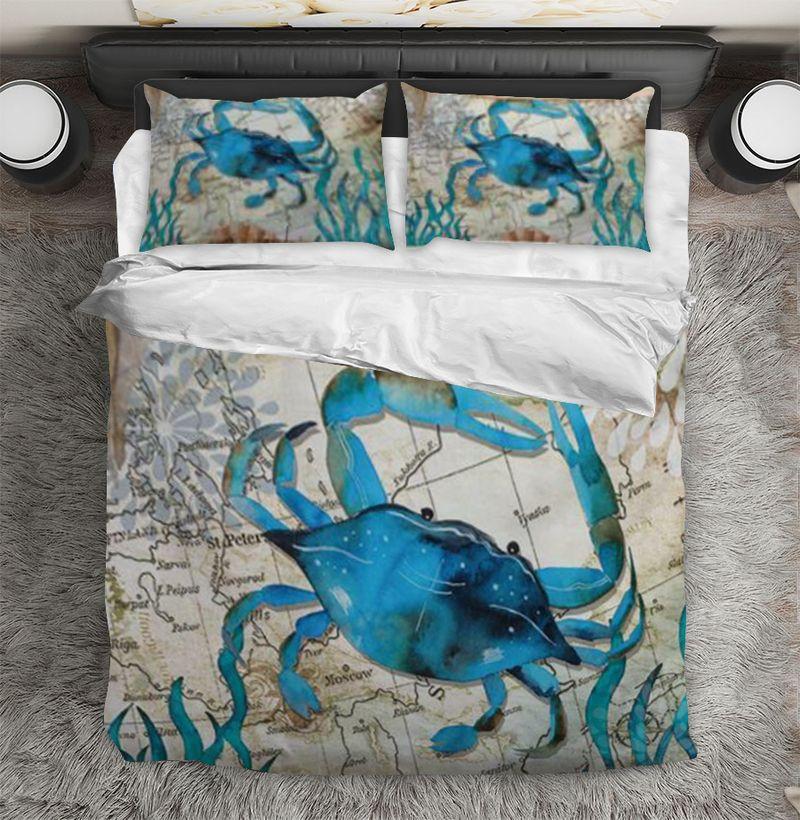 Marine Animal Crab Bedding Set Crab Sea Animal Ocean Pillow Covers Bedroom Decoration
